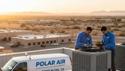 HVAC technician performing AC repair service in El Paso TX home