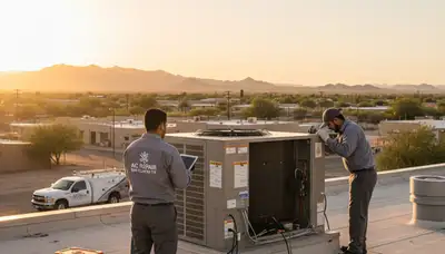 Professional AC repair technician servicing air conditioner unit in El Paso TX home