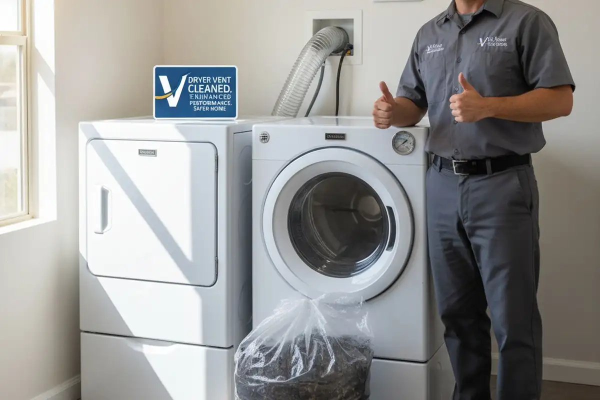 Completed dryer vent cleaning at El Paso TX home showing safe, efficient dryer operation